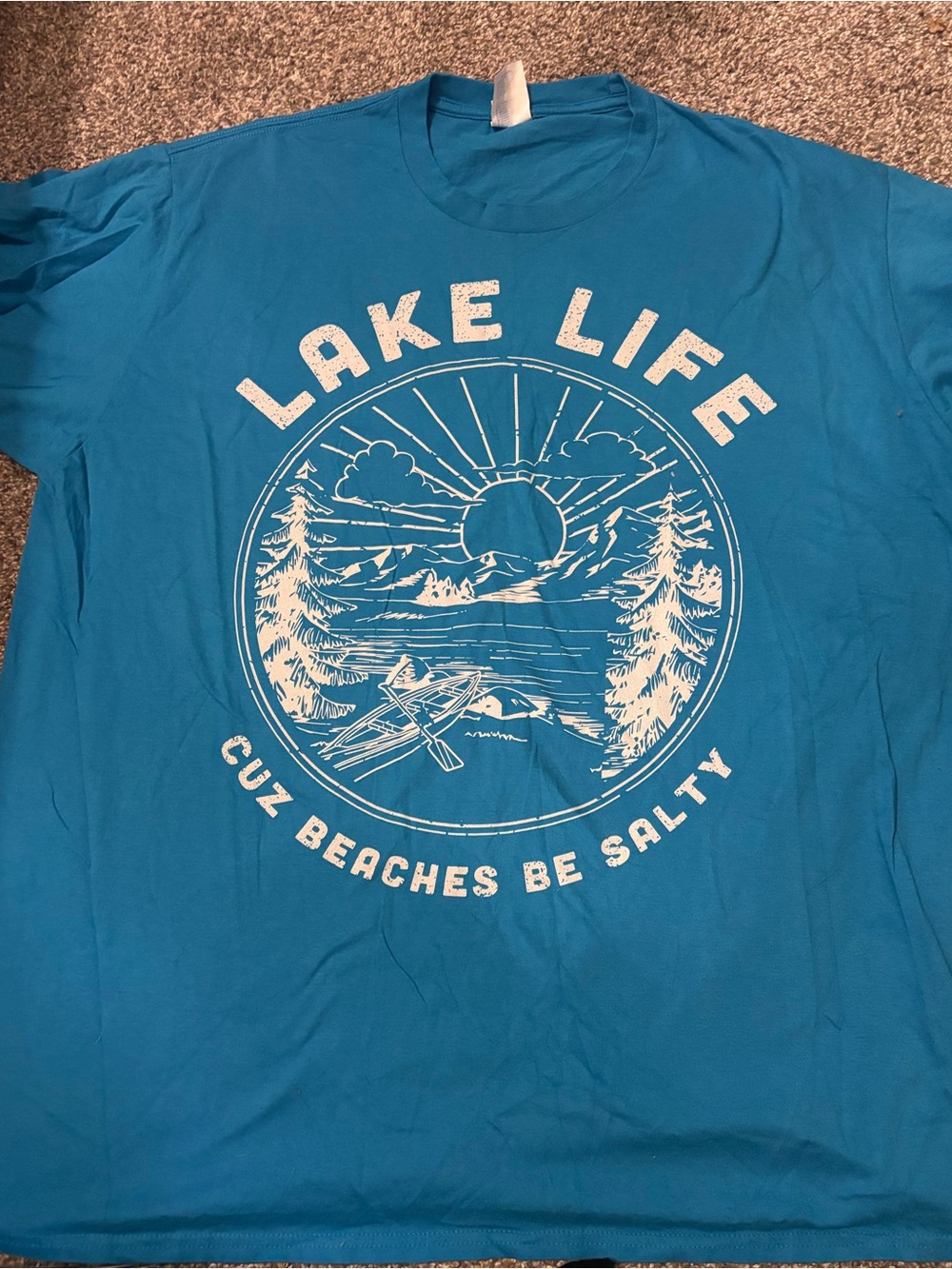 Port and Company Lake Life Graphic Tee - Blue with White Print